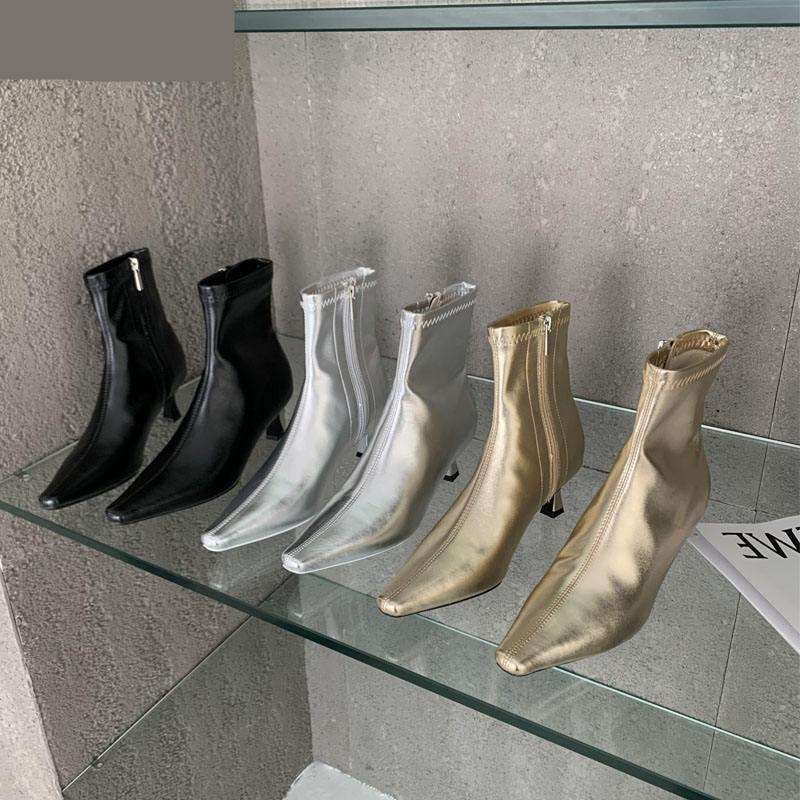 Eilyken Design Ankle Boots Women Fashion Spring Autumn Zipper Square Low Heels Comfortable Soft Leather Short Booties Shoes
