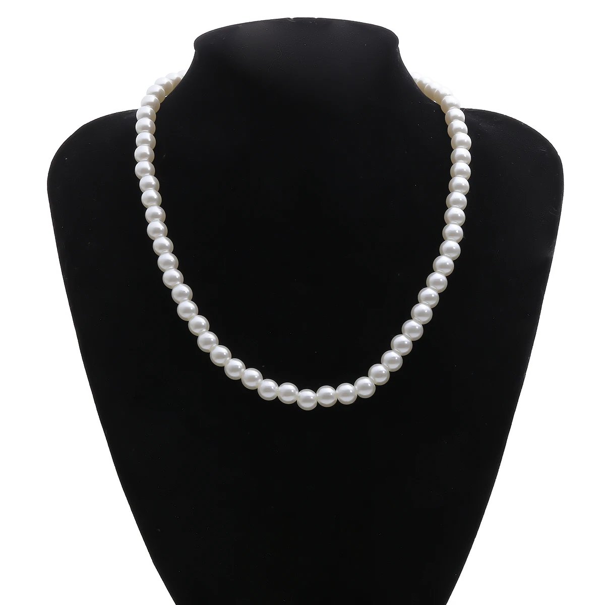 Simple Imitation-Pearl Beaded Short Choker Necklace for Men Trendy White Beaded Chains on Neck Accessories 2023 Fashion Jewelry