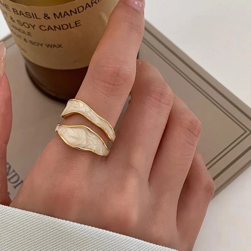 Retro Gold Color Double Oil Drip Open Rings for Women Luxury Irregular Adjustable Finger Ring 2023 New Trendy Wedding Jewelry Retro Gold Color Double Oil Drip Open Rings for Women Luxury Irregular Adjustable Finger Ring 2023 New Trendy Wedding Jewelry