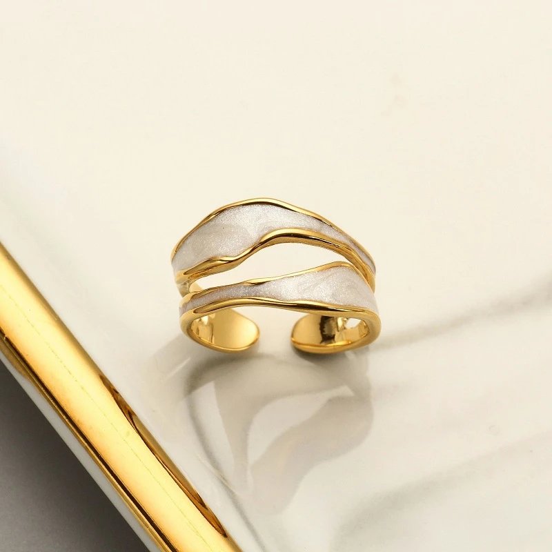 Retro Gold Color Double Oil Drip Open Rings for Women Luxury Irregular Adjustable Finger Ring 2023 New Trendy Wedding Jewelry Retro Gold Color Double Oil Drip Open Rings for Women Luxury Irregular Adjustable Finger Ring 2023 New Trendy Wedding Jewelry
