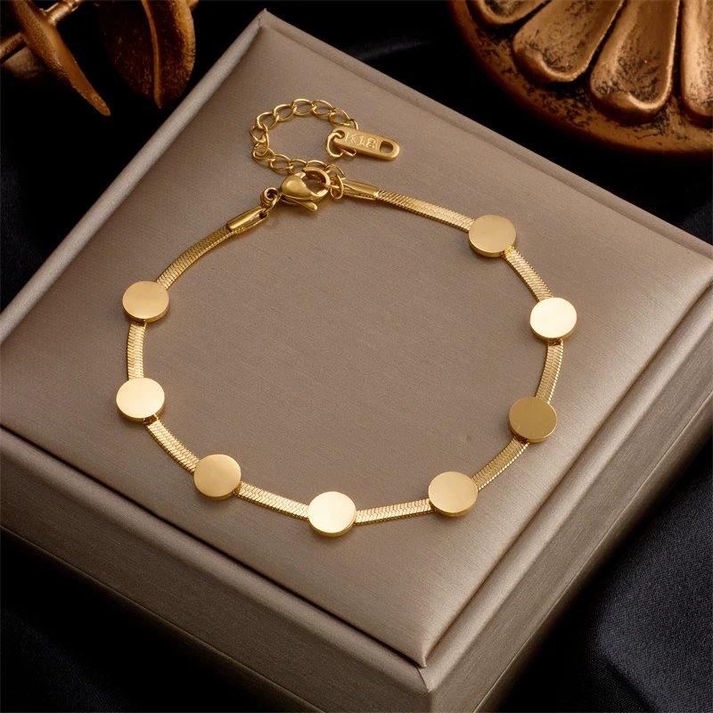 316L Stainless Steel Fashion Link Chain Bangle Bracelet for Women Exquisite Gold Color Bracelet Jewelry Girl Gift брелок