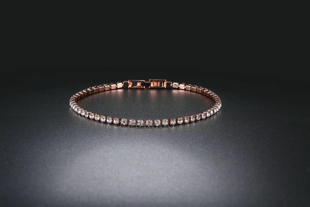Tennis Chain Bracelets For Women Fashion Small Cubic Zircon Crystal Rose Gold Color Wedding Party Friends Gift Jewelry KC128M Tennis Chain Bracelets For Women Fashion Small Cubic Zircon Crystal Rose Gold Color Wedding Party Friends Gift Jewelry KC128M
