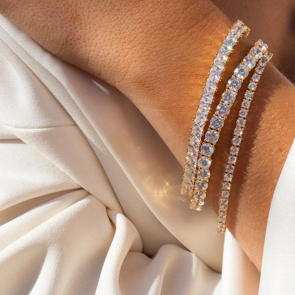 Tennis Chain Bracelets For Women Fashion Small Cubic Zircon Crystal Rose Gold Color Wedding Party Friends Gift Jewelry KC128M Tennis Chain Bracelets For Women Fashion Small Cubic Zircon Crystal Rose Gold Color Wedding Party Friends Gift Jewelry KC128M