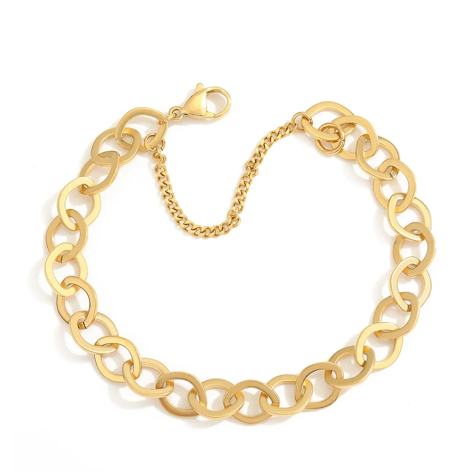 Classic Snake Chain Bracelets for Women Trend Gold Plated Stainless Steel Cuban Chain Bracelet Trendy Woman Gifts Jewelry Classic Snake Chain Bracelets for Women Trend Gold Plated Stainless Steel Cuban Chain Bracelet Trendy Woman Gifts Jewelry