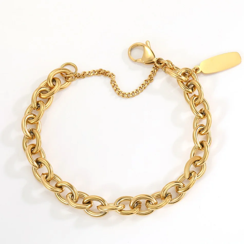 Classic Snake Chain Bracelets for Women Trend Gold Plated Stainless Steel Cuban Chain Bracelet Trendy Woman Gifts Jewelry Classic Snake Chain Bracelets for Women Trend Gold Plated Stainless Steel Cuban Chain Bracelet Trendy Woman Gifts Jewelry