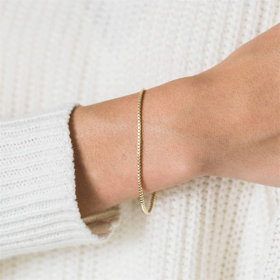 Classic Snake Chain Bracelets for Women Trend Gold Plated Stainless Steel Cuban Chain Bracelet Trendy Woman Gifts Jewelry Classic Snake Chain Bracelets for Women Trend Gold Plated Stainless Steel Cuban Chain Bracelet Trendy Woman Gifts Jewelry