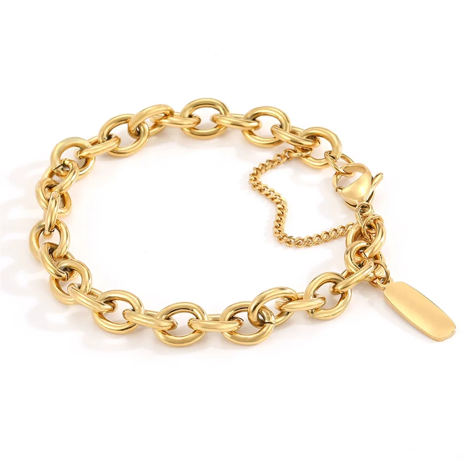 Classic Snake Chain Bracelets for Women Trend Gold Plated Stainless Steel Cuban Chain Bracelet Trendy Woman Gifts Jewelry Classic Snake Chain Bracelets for Women Trend Gold Plated Stainless Steel Cuban Chain Bracelet Trendy Woman Gifts Jewelry