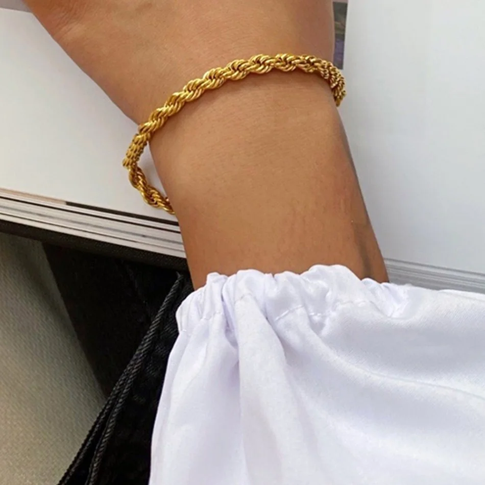 Classic Snake Chain Bracelets for Women Trend Gold Plated Stainless Steel Cuban Chain Bracelet Trendy Woman Gifts Jewelry Classic Snake Chain Bracelets for Women Trend Gold Plated Stainless Steel Cuban Chain Bracelet Trendy Woman Gifts Jewelry