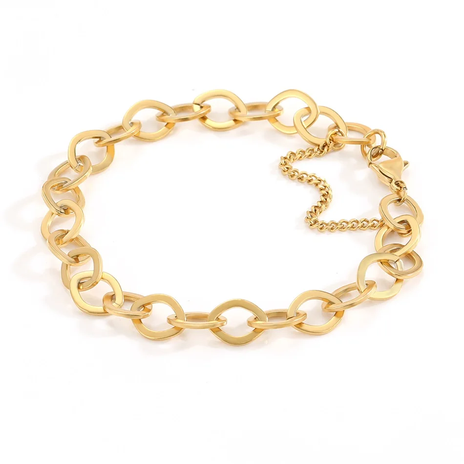 Classic Snake Chain Bracelets for Women Trend Gold Plated Stainless Steel Cuban Chain Bracelet Trendy Woman Gifts Jewelry Classic Snake Chain Bracelets for Women Trend Gold Plated Stainless Steel Cuban Chain Bracelet Trendy Woman Gifts Jewelry