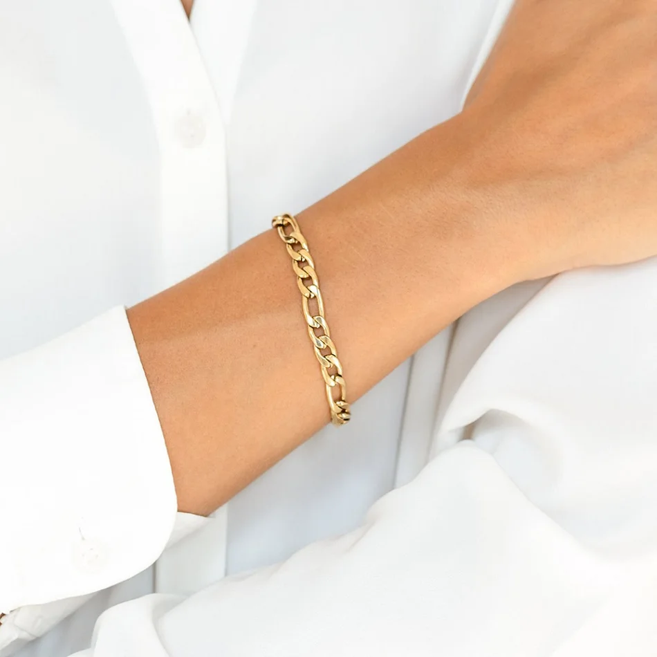 Classic Snake Chain Bracelets for Women Trend Gold Plated Stainless Steel Cuban Chain Bracelet Trendy Woman Gifts Jewelry Classic Snake Chain Bracelets for Women Trend Gold Plated Stainless Steel Cuban Chain Bracelet Trendy Woman Gifts Jewelry