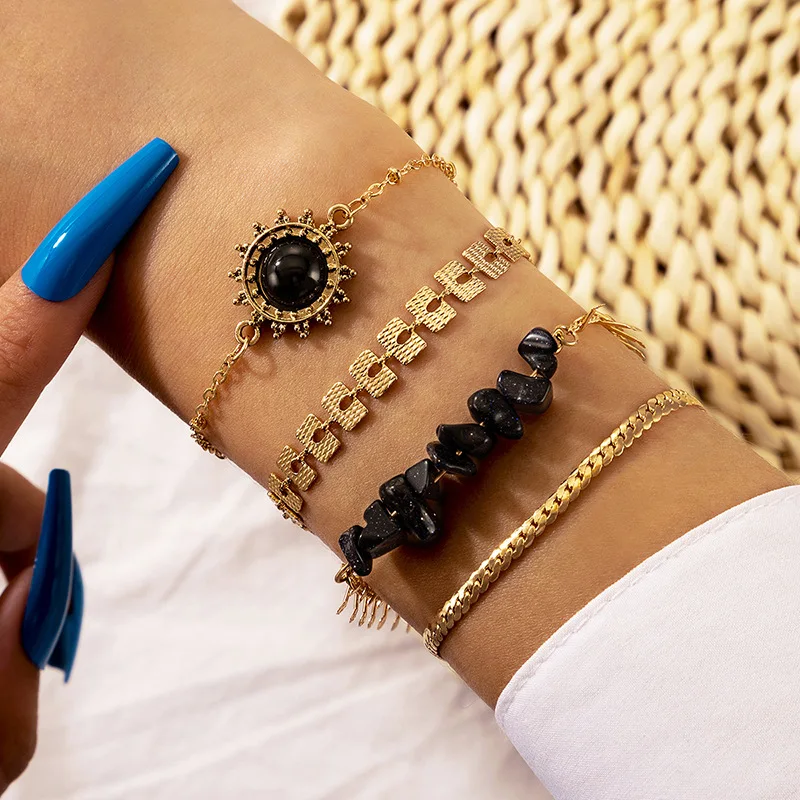 4PCS/Set Boho Geometric Tassel Chain Bracelet For Women MultiLayer Bangles Charm Party Wedding Beach Jewelry Set Accessories 4PCS/Set Boho Geometric Tassel Chain Bracelet For Women MultiLayer Bangles Charm Party Wedding Beach Jewelry Set Accessories