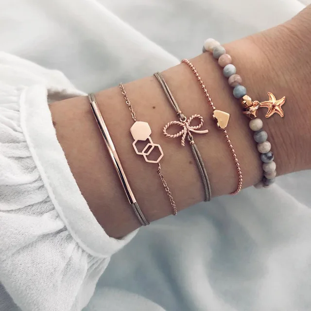 4PCS/Set Boho Geometric Tassel Chain Bracelet For Women MultiLayer Bangles Charm Party Wedding Beach Jewelry Set Accessories 4PCS/Set Boho Geometric Tassel Chain Bracelet For Women MultiLayer Bangles Charm Party Wedding Beach Jewelry Set Accessories