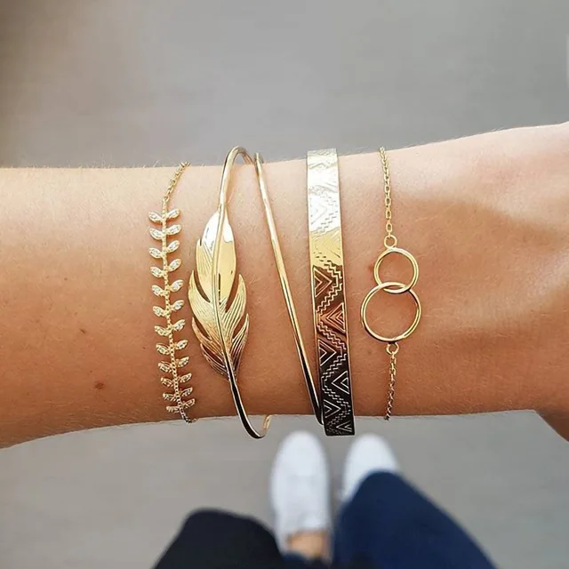 4PCS/Set Boho Geometric Tassel Chain Bracelet For Women MultiLayer Bangles Charm Party Wedding Beach Jewelry Set Accessories 4PCS/Set Boho Geometric Tassel Chain Bracelet For Women MultiLayer Bangles Charm Party Wedding Beach Jewelry Set Accessories