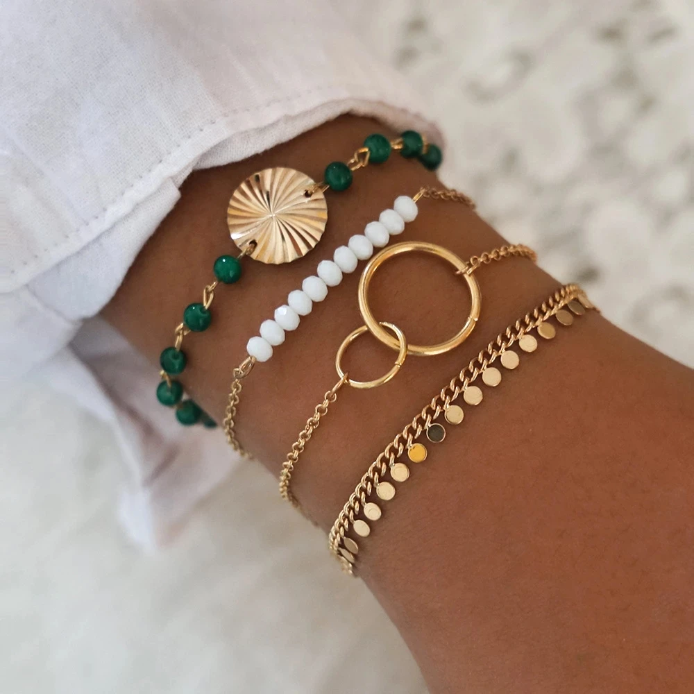 4PCS/Set Boho Geometric Tassel Chain Bracelet For Women MultiLayer Bangles Charm Party Wedding Beach Jewelry Set Accessories 4PCS/Set Boho Geometric Tassel Chain Bracelet For Women MultiLayer Bangles Charm Party Wedding Beach Jewelry Set Accessories