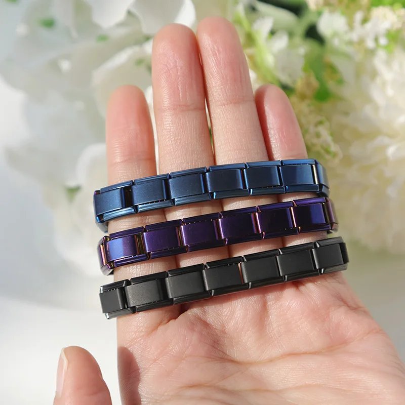 New Women's Jewelry 9mm Width Itanlian Elastic Charm Bracelet Fashion Stainless Steel Bangle ST-