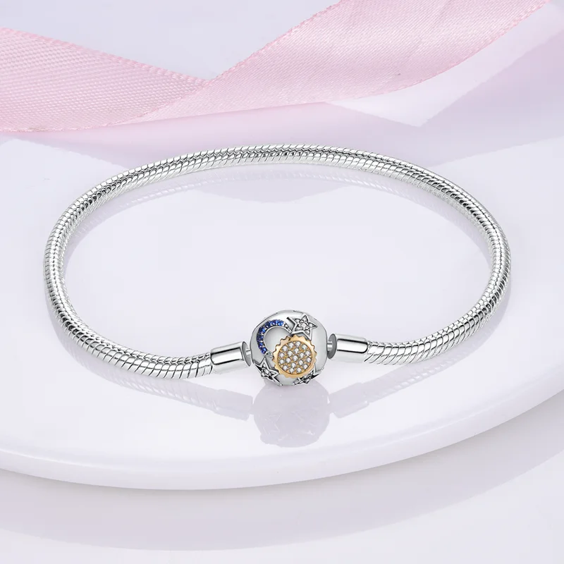 Bracelet Silver 925 Original 17-20CM Star Moon Sun Four Leaf Clover Green Zircon Bracelets Fit DIY Charms Birthday Jewelry Gifts Bracelet Silver 925 Original 17-20CM Star Moon Sun Four Leaf Clover Green Zircon Bracelets Fit DIY Charms Birthday Jewelry Gifts