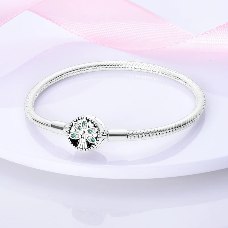 Bracelet Silver 925 Original 17-20CM Star Moon Sun Four Leaf Clover Green Zircon Bracelets Fit DIY Charms Birthday Jewelry Gifts Bracelet Silver 925 Original 17-20CM Star Moon Sun Four Leaf Clover Green Zircon Bracelets Fit DIY Charms Birthday Jewelry Gifts
