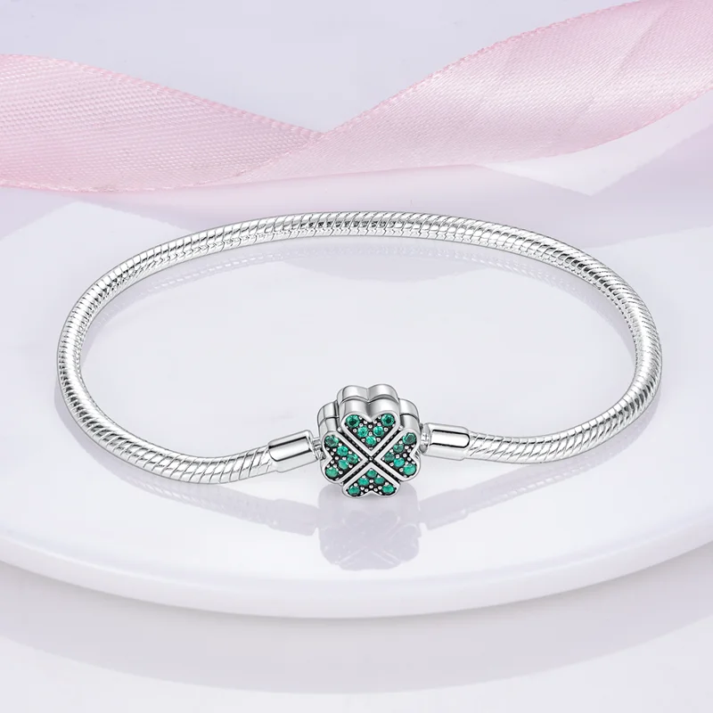 Bracelet Silver 925 Original 17-20CM Star Moon Sun Four Leaf Clover Green Zircon Bracelets Fit DIY Charms Birthday Jewelry Gifts Bracelet Silver 925 Original 17-20CM Star Moon Sun Four Leaf Clover Green Zircon Bracelets Fit DIY Charms Birthday Jewelry Gifts