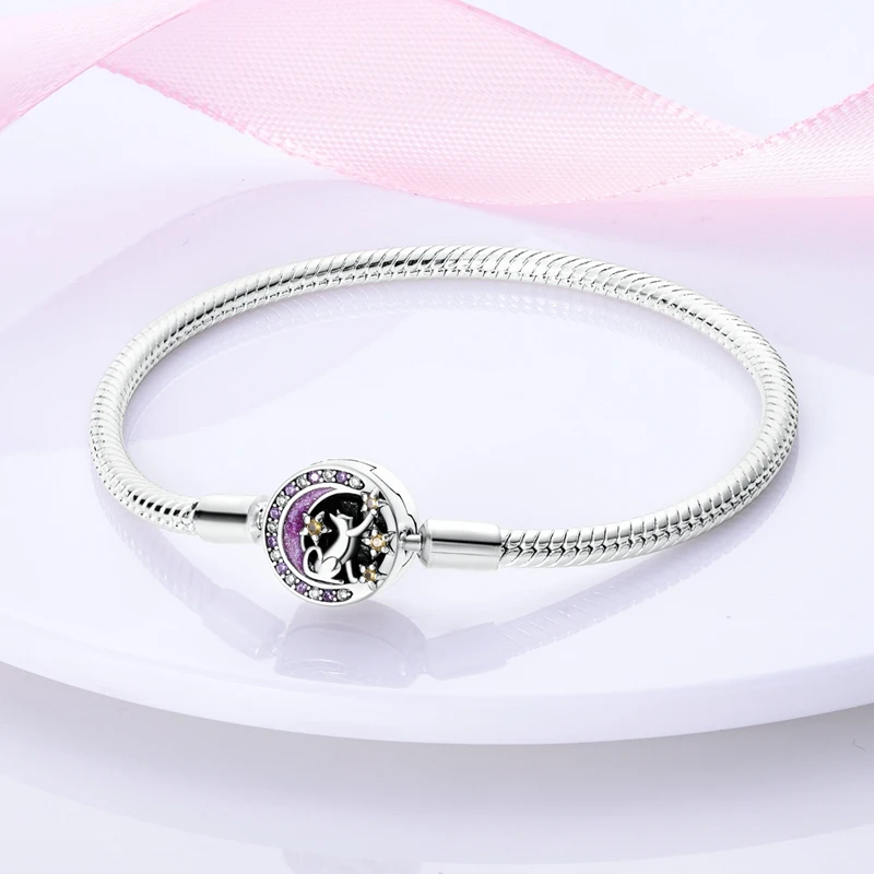Bracelet Silver 925 Original 17-20CM Star Moon Sun Four Leaf Clover Green Zircon Bracelets Fit DIY Charms Birthday Jewelry Gifts Bracelet Silver 925 Original 17-20CM Star Moon Sun Four Leaf Clover Green Zircon Bracelets Fit DIY Charms Birthday Jewelry Gifts