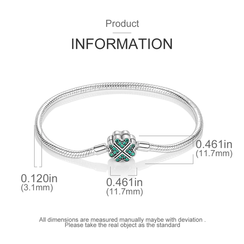 Bracelet Silver 925 Original 17-20CM Star Moon Sun Four Leaf Clover Green Zircon Bracelets Fit DIY Charms Birthday Jewelry Gifts Bracelet Silver 925 Original 17-20CM Star Moon Sun Four Leaf Clover Green Zircon Bracelets Fit DIY Charms Birthday Jewelry Gifts