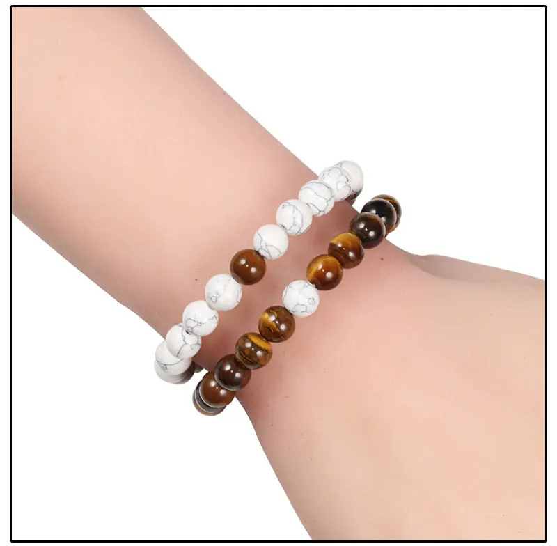 Set Bracelet Couples Distance Black White Natural Lava Stone Tiger Eye Beaded Yoga Bracelets for Men Women Elastic Rope Jewelry Set Bracelet Couples Distance Black White Natural Lava Stone Tiger Eye Beaded Yoga Bracelets for Men Women Elastic Rope Jewelry