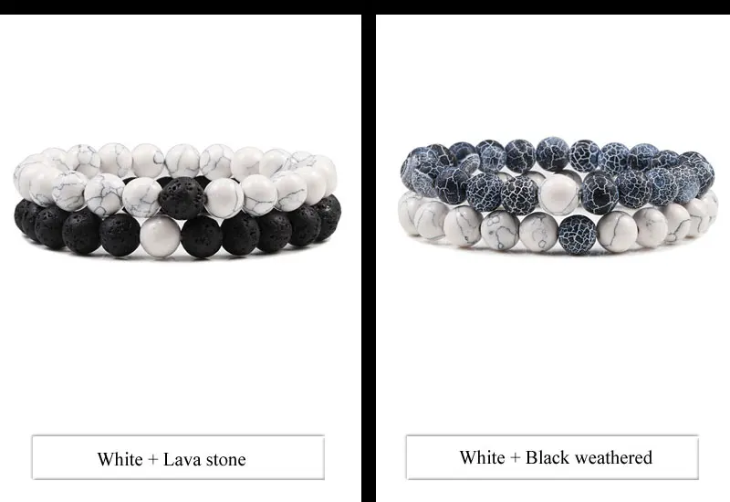 Set Bracelet Couples Distance Black White Natural Lava Stone Tiger Eye Beaded Yoga Bracelets for Men Women Elastic Rope Jewelry Set Bracelet Couples Distance Black White Natural Lava Stone Tiger Eye Beaded Yoga Bracelets for Men Women Elastic Rope Jewelry