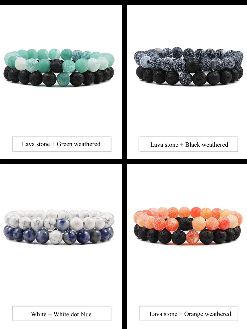 Set Bracelet Couples Distance Black White Natural Lava Stone Tiger Eye Beaded Yoga Bracelets for Men Women Elastic Rope Jewelry Set Bracelet Couples Distance Black White Natural Lava Stone Tiger Eye Beaded Yoga Bracelets for Men Women Elastic Rope Jewelry