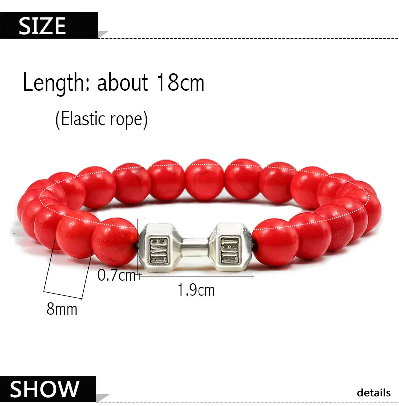 High Quality Men Beaded Bracelet Natural Black Lava Stone Dumbbell Charm Bracelets Energy Fitness Barbell Fashion Women Jewelry High Quality Men Beaded Bracelet Natural Black Lava Stone Dumbbell Charm Bracelets Energy Fitness Barbell Fashion Women Jewelry