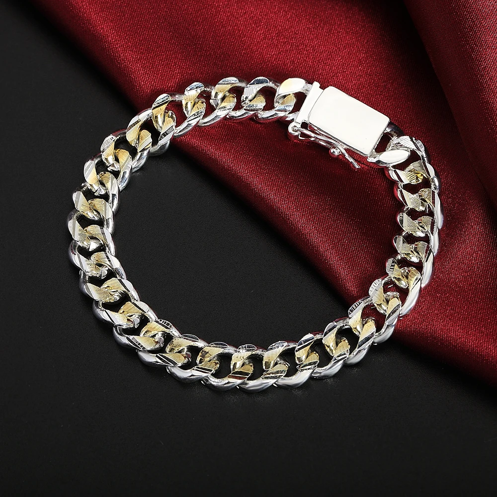 925 Sterling Silver Solid 8/10mm chain Bracelet men women Chain noble wedding Jewelry fashion charms party birthday gift 925 Sterling Silver Solid 8/10mm chain Bracelet men women Chain noble wedding Jewelry fashion charms party birthday gift
