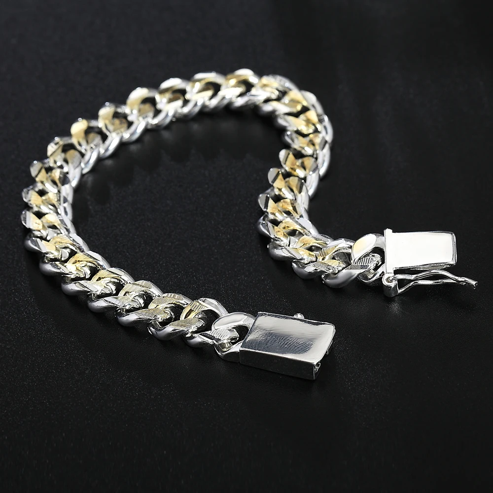 925 Sterling Silver Solid 8/10mm chain Bracelet men women Chain noble wedding Jewelry fashion charms party birthday gift 925 Sterling Silver Solid 8/10mm chain Bracelet men women Chain noble wedding Jewelry fashion charms party birthday gift