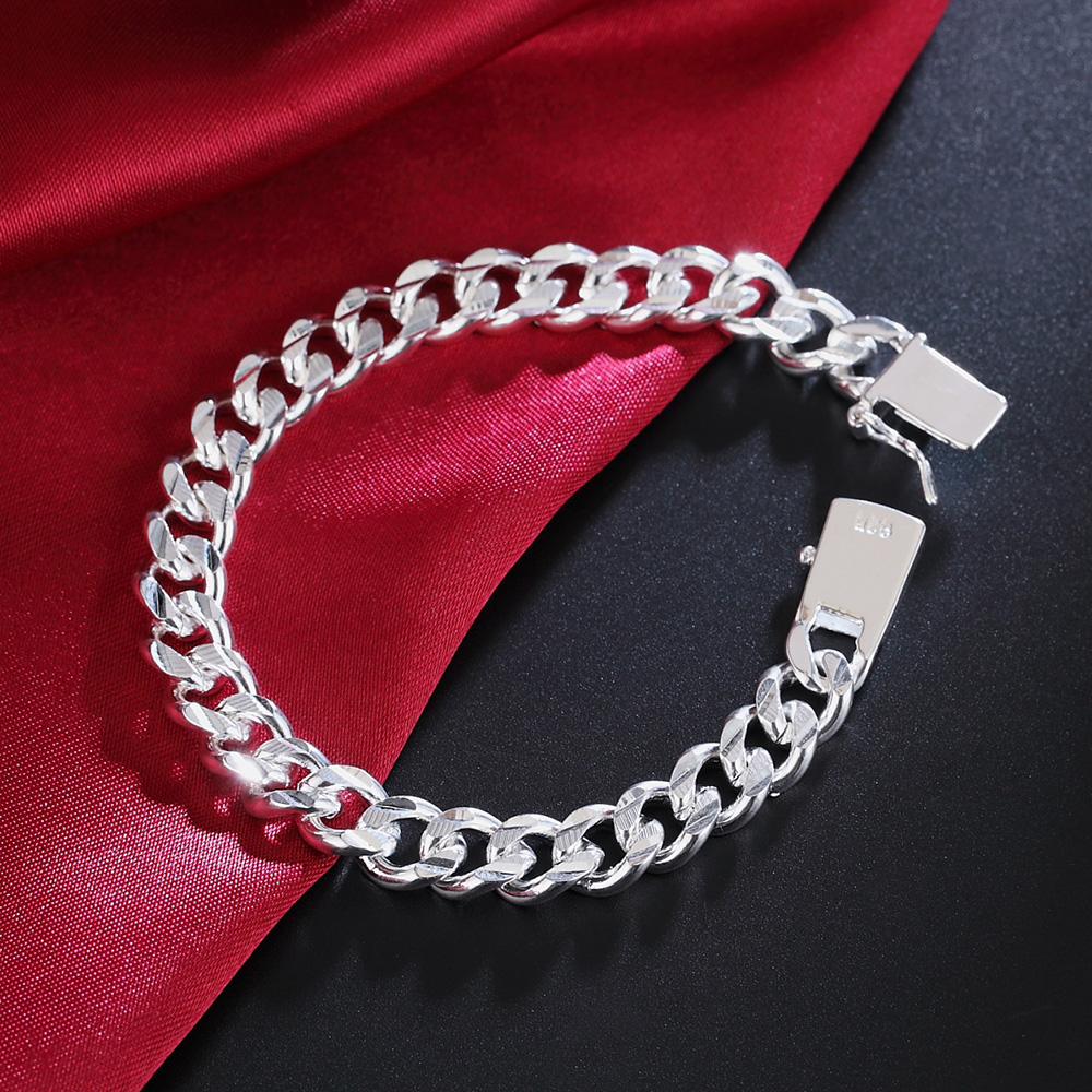 925 Sterling Silver Solid 8/10mm chain Bracelet men women Chain noble wedding Jewelry fashion charms party birthday gift 925 Sterling Silver Solid 8/10mm chain Bracelet men women Chain noble wedding Jewelry fashion charms party birthday gift