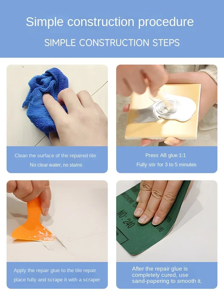 Tile repair agent glazed strong adhesive marble floor tile gap quick-drying AB glue ceramic repair repair paste Tile repair agent glazed strong adhesive marble floor tile gap quick-drying AB glue ceramic repair repair paste