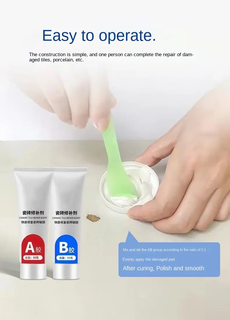 Tile repair agent glazed strong adhesive marble floor tile gap quick-drying AB glue ceramic repair repair paste