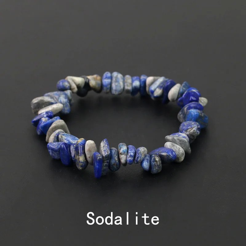 Natural Crystal Gemstone Irregular Energy Stone Bracelet Beads Chips Jewelry Amethys Aquamarine Rose Quartz Bracelets for Women