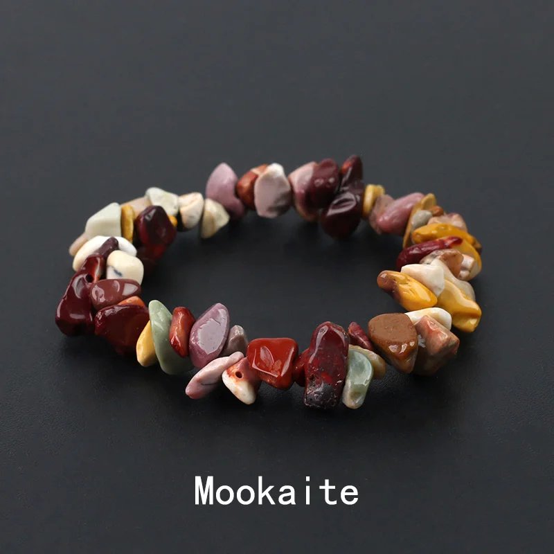 Natural Crystal Gemstone Irregular Energy Stone Bracelet Beads Chips Jewelry Amethys Aquamarine Rose Quartz Bracelets for Women