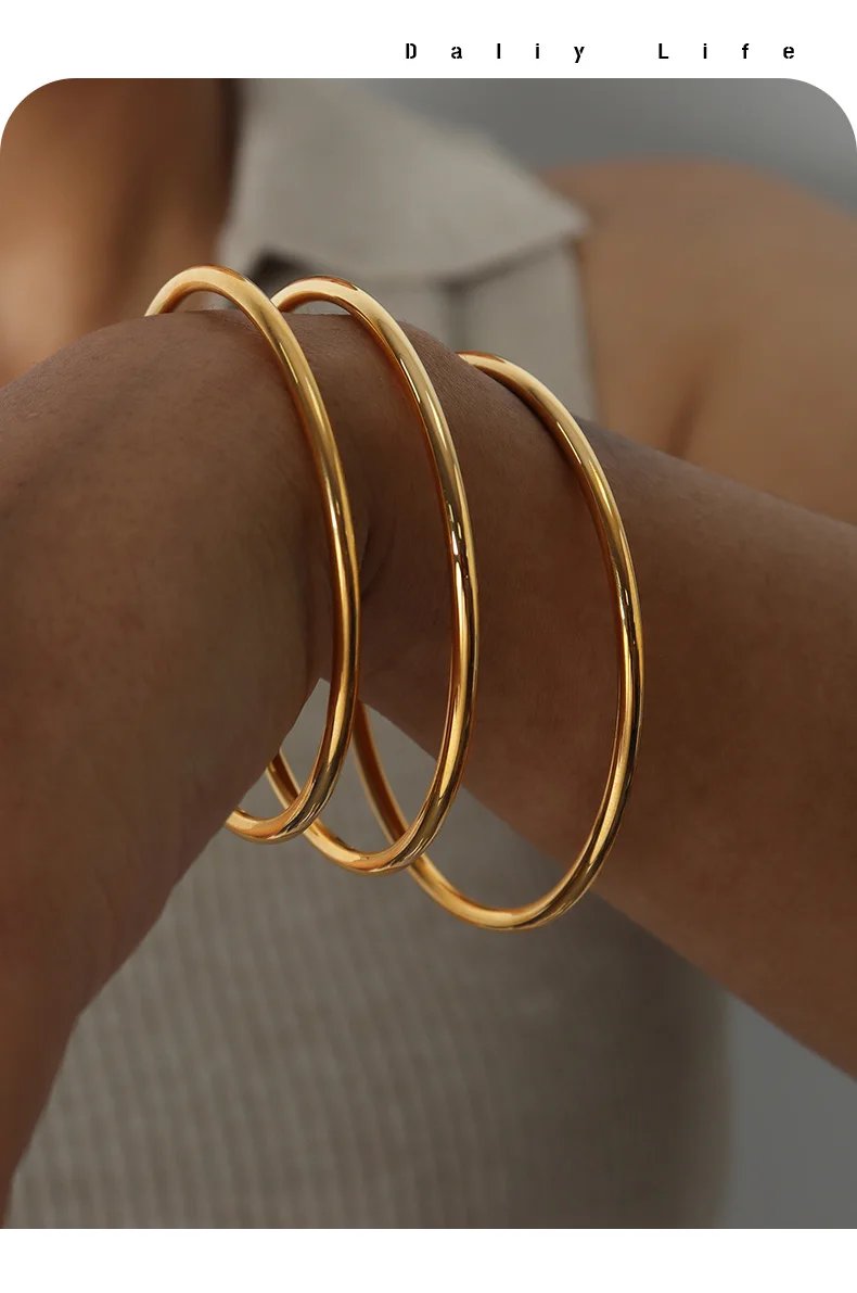 Fashionable Stainless Steel Bracelet For Women Round Minimalist Elegant Gold Color Bracelet Women's Accessories Popular Jewelry