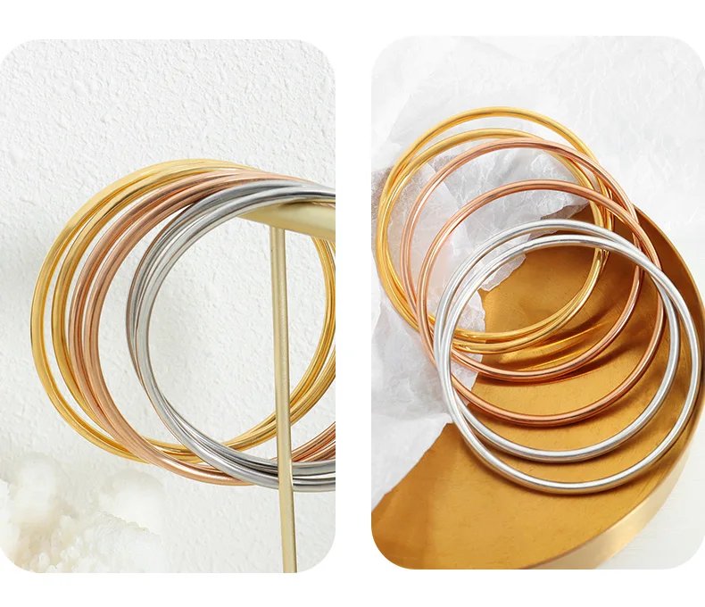 Fashionable Stainless Steel Bracelet For Women Round Minimalist Elegant Gold Color Bracelet Women's Accessories Popular Jewelry