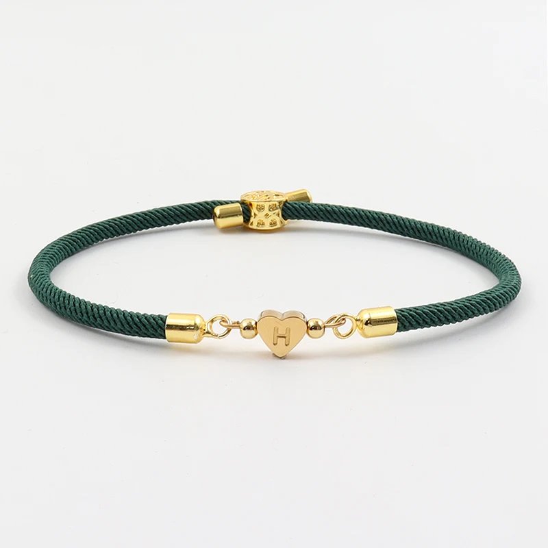 New Classic A-Z Heart Initial Letter Bracelet Women Simpel Adjustable Colorful Rope Bracelet For Women Jewelry Gift