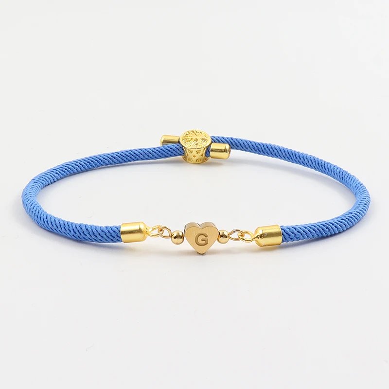 New Classic A-Z Heart Initial Letter Bracelet Women Simpel Adjustable Colorful Rope Bracelet For Women Jewelry Gift