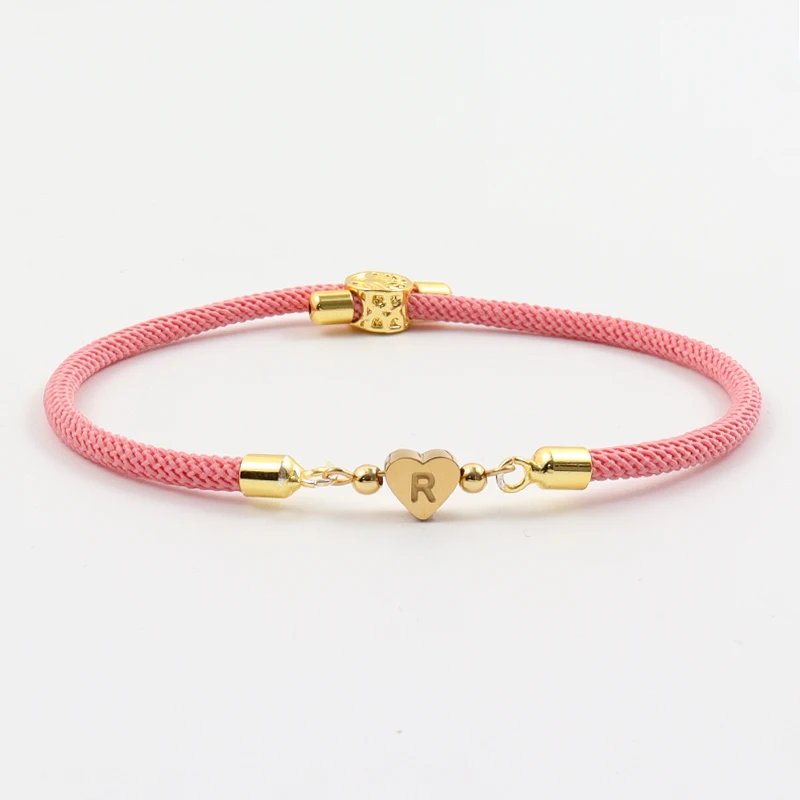 New Classic A-Z Heart Initial Letter Bracelet Women Simpel Adjustable Colorful Rope Bracelet For Women Jewelry Gift