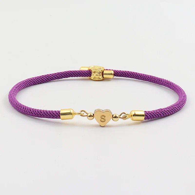 New Classic A-Z Heart Initial Letter Bracelet Women Simpel Adjustable Colorful Rope Bracelet For Women Jewelry Gift
