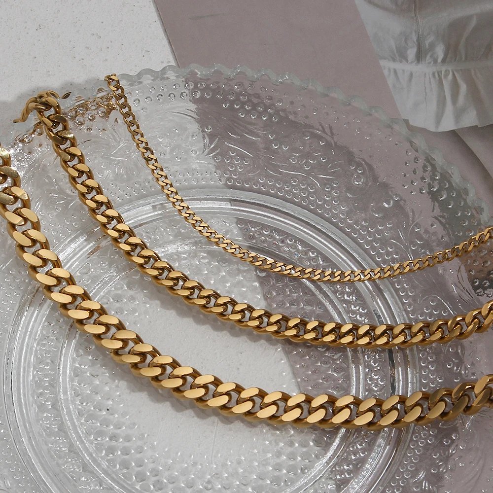 Miniamlist Men Bracelet Gold Jewelry Street Style Stainless Steel 316L 18k Gold Plated Cuban Chain Bracelets For Women