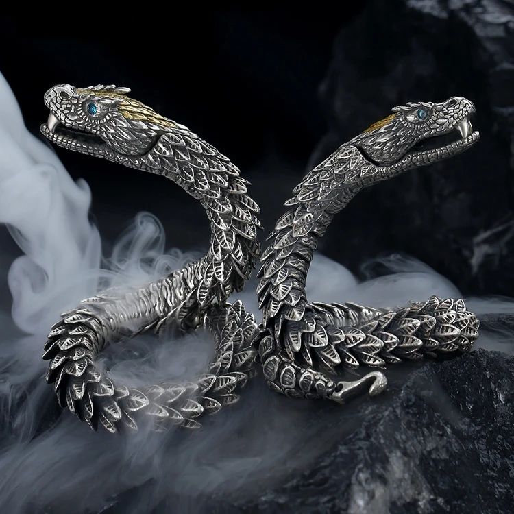HX Handmade Three-dimensional Bracelet Men's Trendy Personality Domineering Retro Faucet Collection-level Smart Dragon Bracelet HX Handmade Three-dimensional Bracelet Men's Trendy Personality Domineering Retro Faucet Collection-level Smart Dragon Bracelet