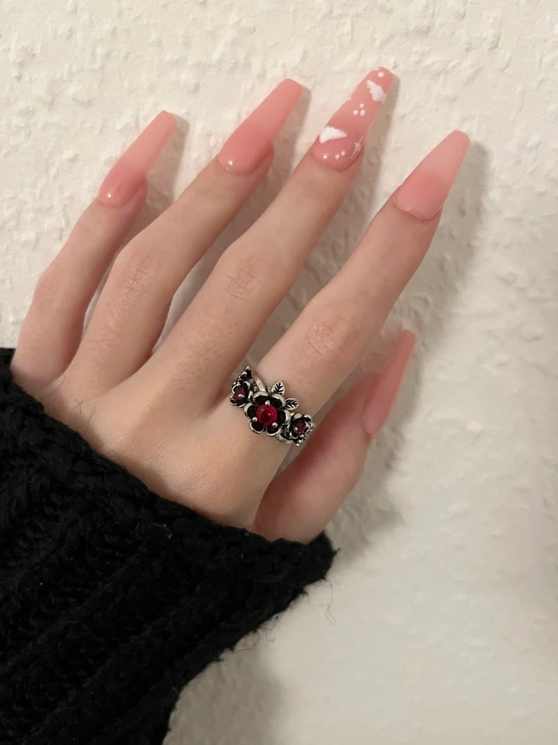 Vintage Bohemian Flower Red Crystal Rings for Women Gorgeous Charming Silver Color Ring Wedding Engagement Christmas Gift