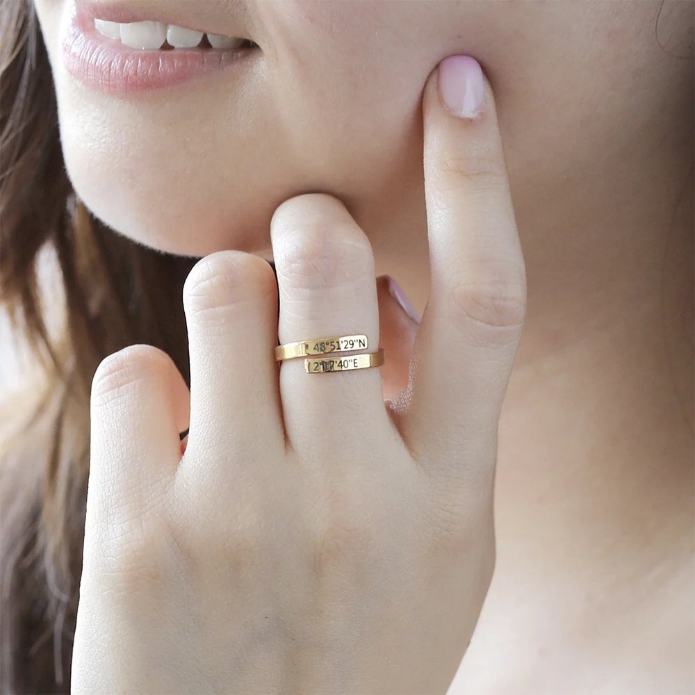 Custom Engraved Name Ring for Women Personalized Adjustable Simple Stainless Steel Custom Jewelry Gifts