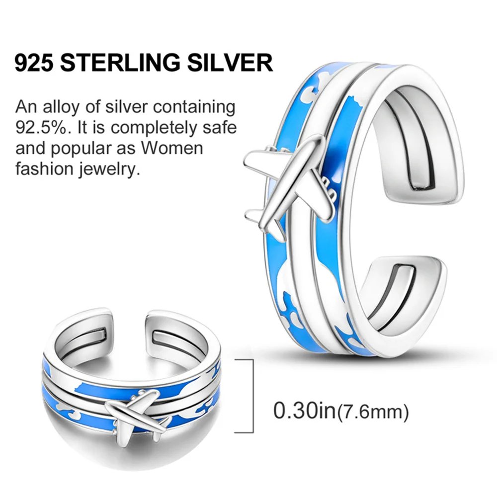 Summer Celestial Blue Sparkling Moon And Sun Ring For Women Cocktail Stackable Finger Band Fashion Silver 925 Fine Jewellry Summer Celestial Blue Sparkling Moon And Sun Ring For Women Cocktail Stackable Finger Band Fashion Silver 925 Fine Jewellry