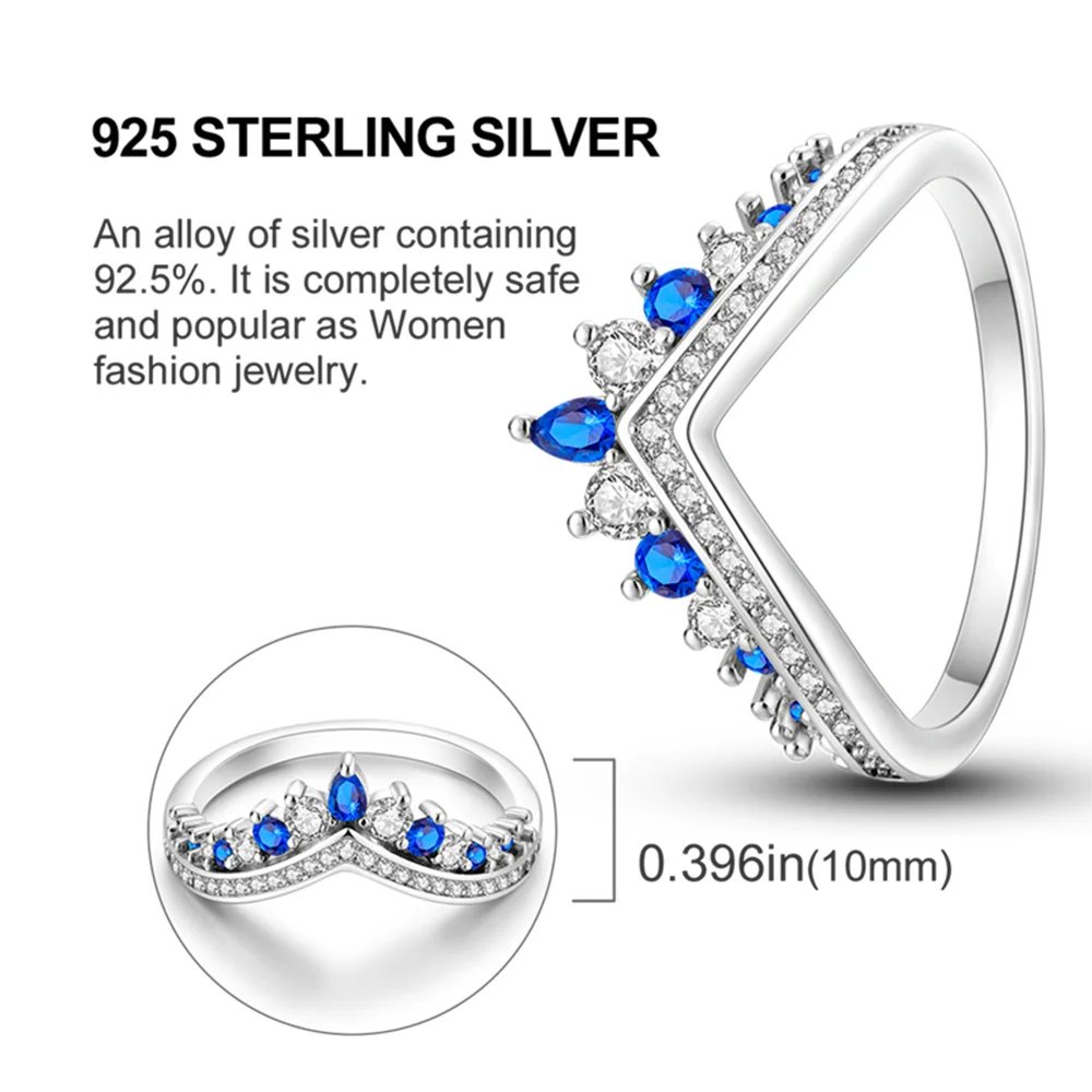 Summer Celestial Blue Sparkling Moon And Sun Ring For Women Cocktail Stackable Finger Band Fashion Silver 925 Fine Jewellry Summer Celestial Blue Sparkling Moon And Sun Ring For Women Cocktail Stackable Finger Band Fashion Silver 925 Fine Jewellry