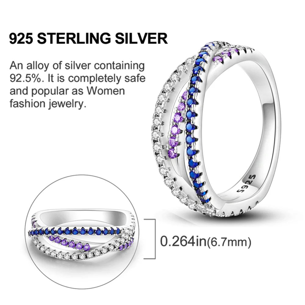 Summer Celestial Blue Sparkling Moon And Sun Ring For Women Cocktail Stackable Finger Band Fashion Silver 925 Fine Jewellry Summer Celestial Blue Sparkling Moon And Sun Ring For Women Cocktail Stackable Finger Band Fashion Silver 925 Fine Jewellry