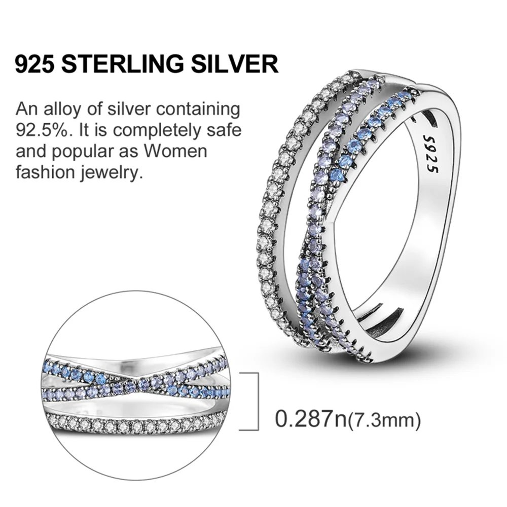 Summer Celestial Blue Sparkling Moon And Sun Ring For Women Cocktail Stackable Finger Band Fashion Silver 925 Fine Jewellry Summer Celestial Blue Sparkling Moon And Sun Ring For Women Cocktail Stackable Finger Band Fashion Silver 925 Fine Jewellry