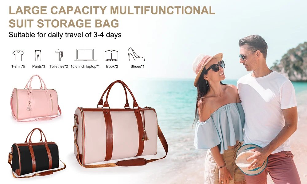 2024 Fashion Large PU Folding Suit Storage Bag Women High Capacity Luggage Handbag Travel Sport Outdoor Multi Function Organizer